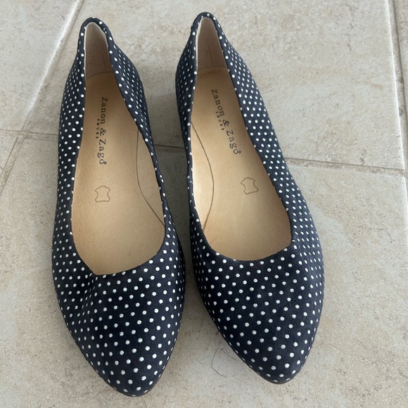 Zara Black and White Polka Dot Flats - Picture 1 of 5